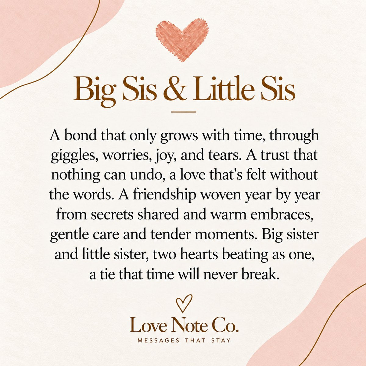 Big Sis and Little Sis message card