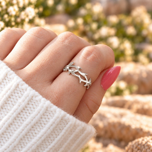 Crown of Thorns ring worn on a hand