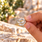 Dad and Daughter ring held up close