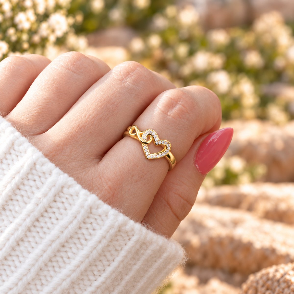 Forever In My Heart ring worn on a hand