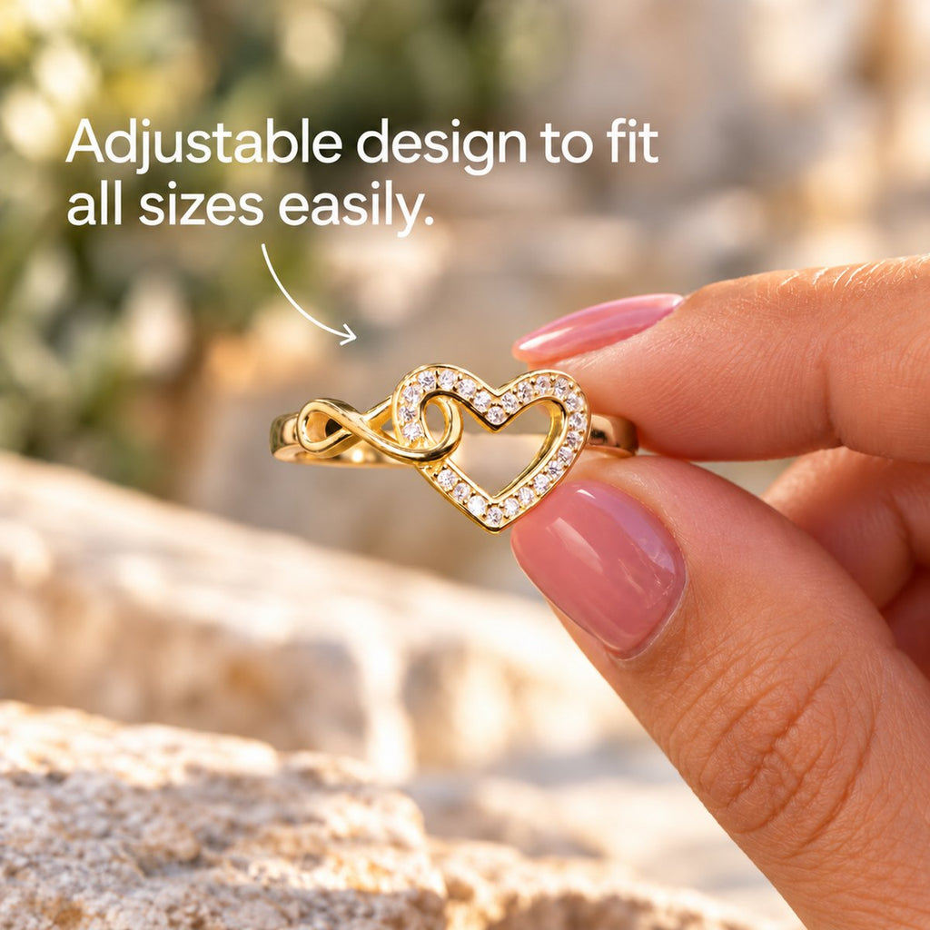 Forever In My Heart adjustable ring held up
