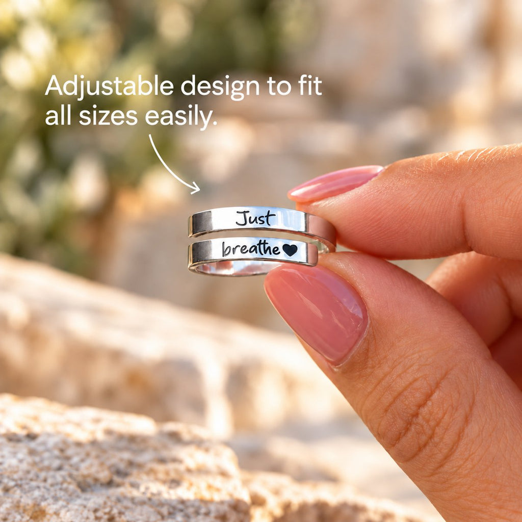 Just Breathe adjustable ring held up
