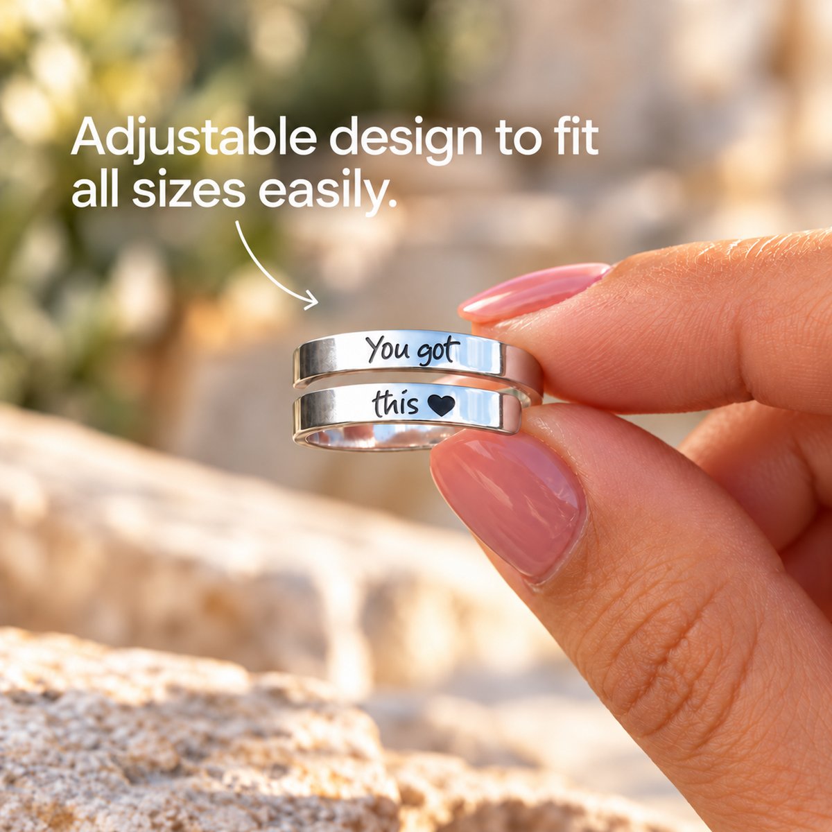 You Got This adjustable ring held up